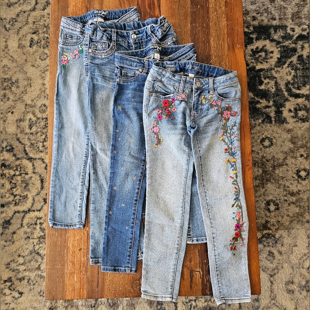 Girls Jeans Size 7, Lot of 4, Cat & Jack, Cherokee brands
